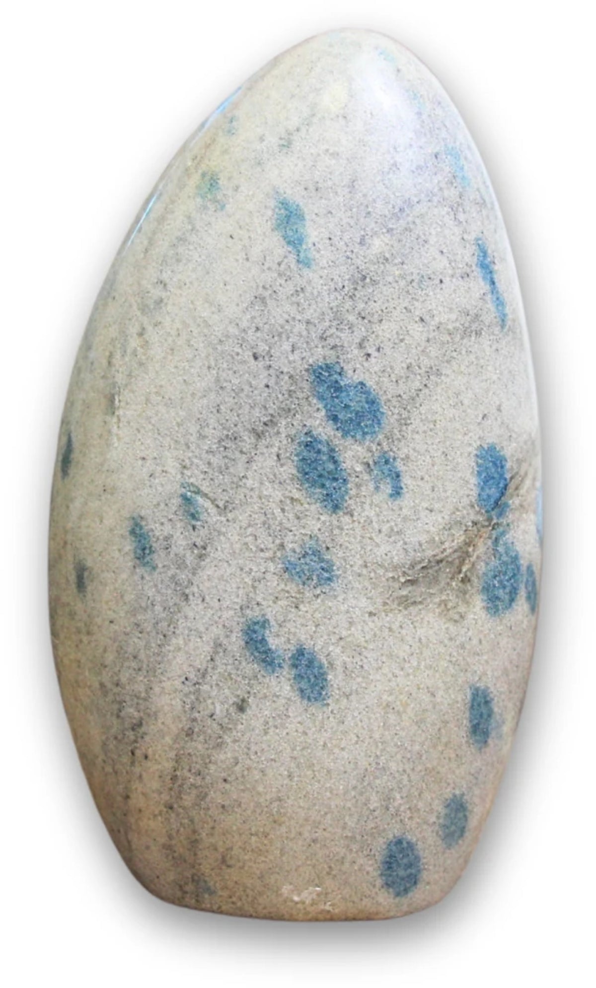 Lazulit i kvarts skulptur, handslipad, 14,6 x 8,5 x 4,5 cm, nr 8