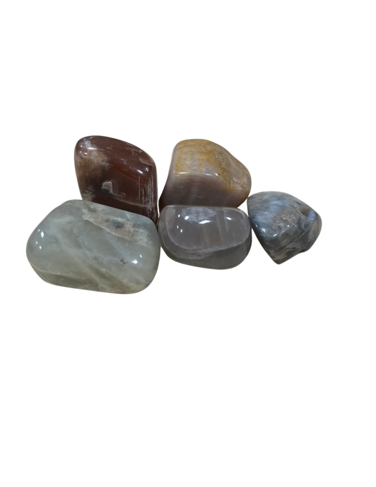Månsten trumlade stenar, mix från Indien, 250 g, 2 till 4 cm, Standard