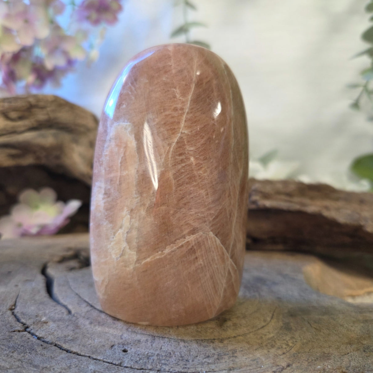 Månsten skulptur, orange, 300 till 350 g
