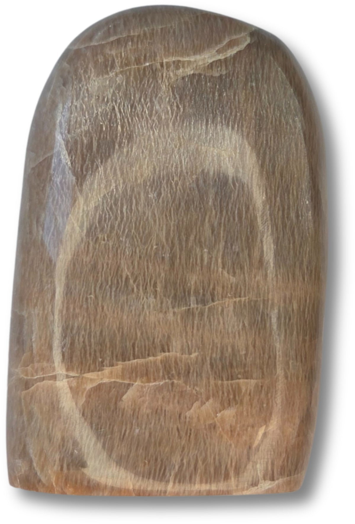 Månsten skulptur, orange, 600 till 700 g