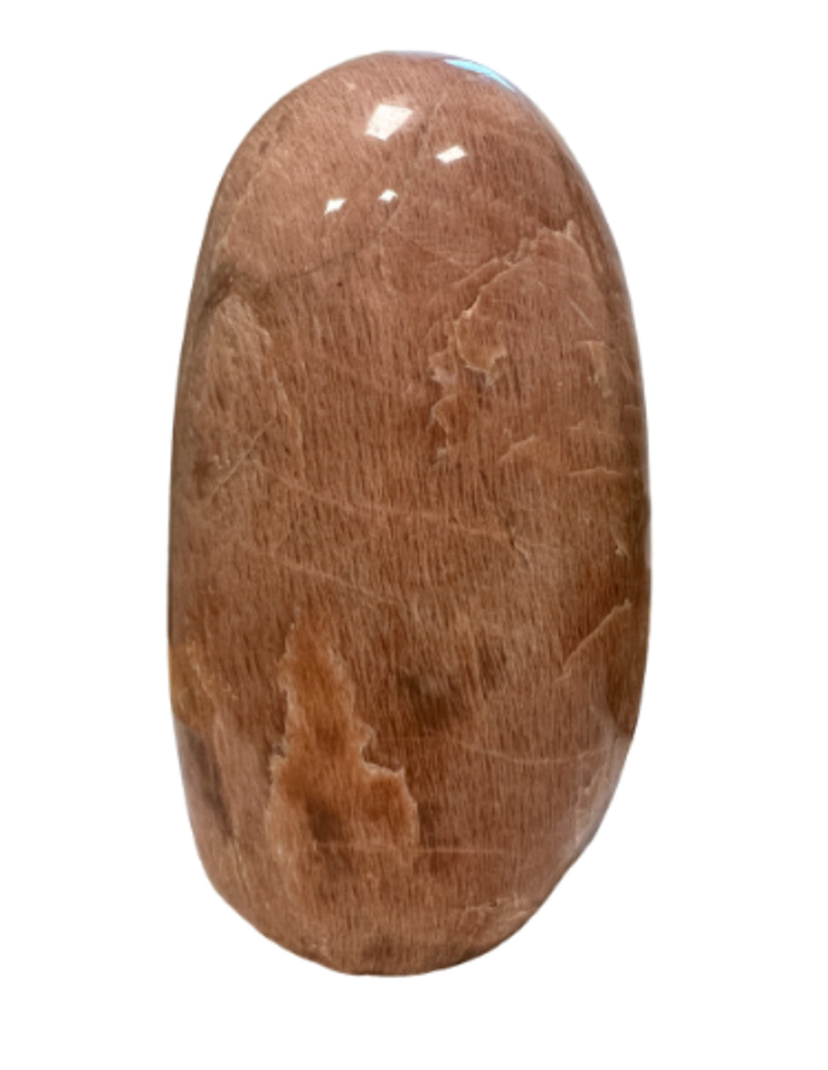 Månsten skulptur, orange, polerad, 6 x 8 x 17 cm, nr 5