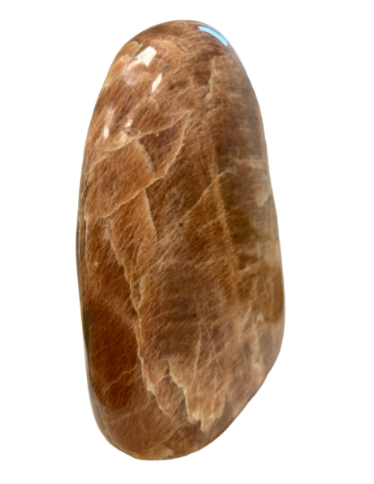 Månsten skulptur, orange, polerad, 5 x 11,5 x 17,5 cm, nr 6