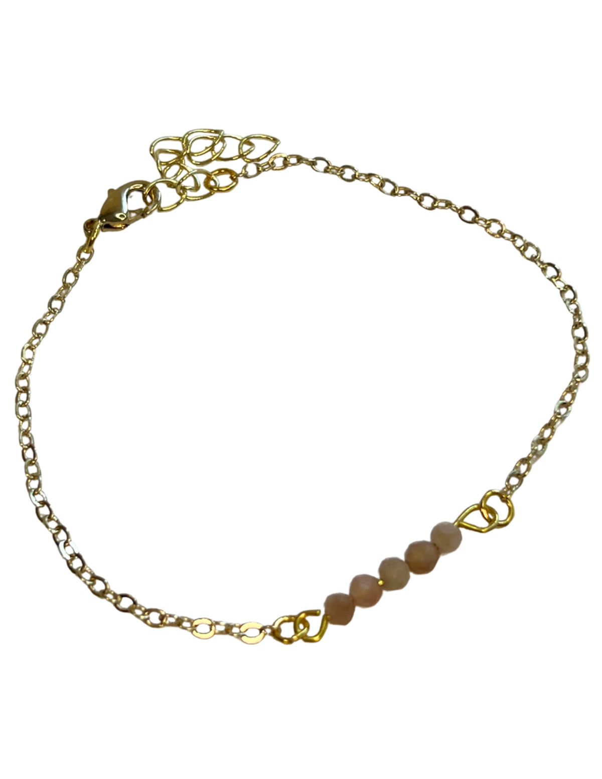 Orange månsten armband, fasettslipat, justerbart