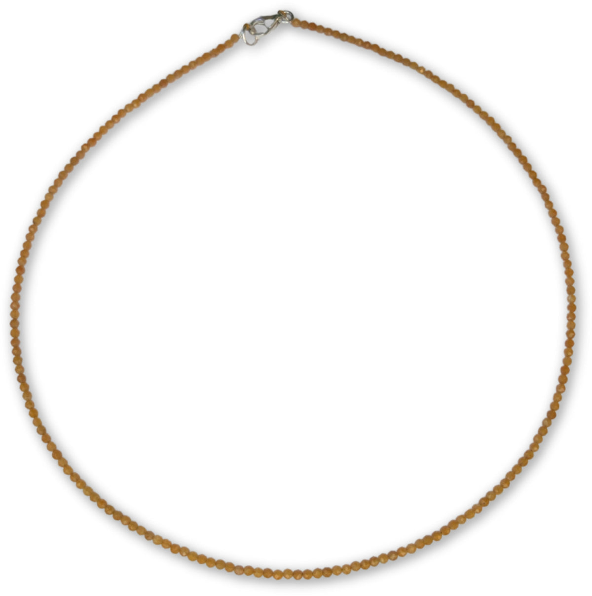 Orange månsten halsband, 2 mm fasettslipade pärlor, 44 cm