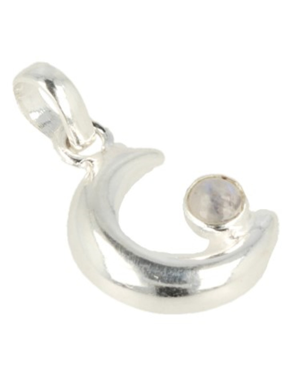 Regnbågsmånsten hänge i silver, måne, 2,3 cm