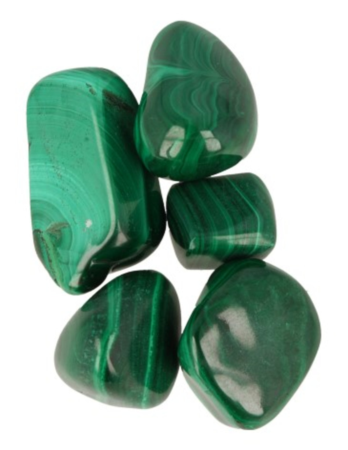 Malachit trumlade stenar, 100 g, 4 till 6 stenar