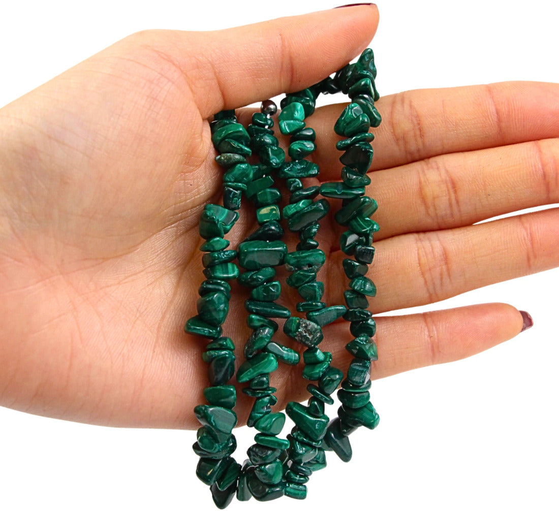 Malakit halsband med splitstenar, 45 cm