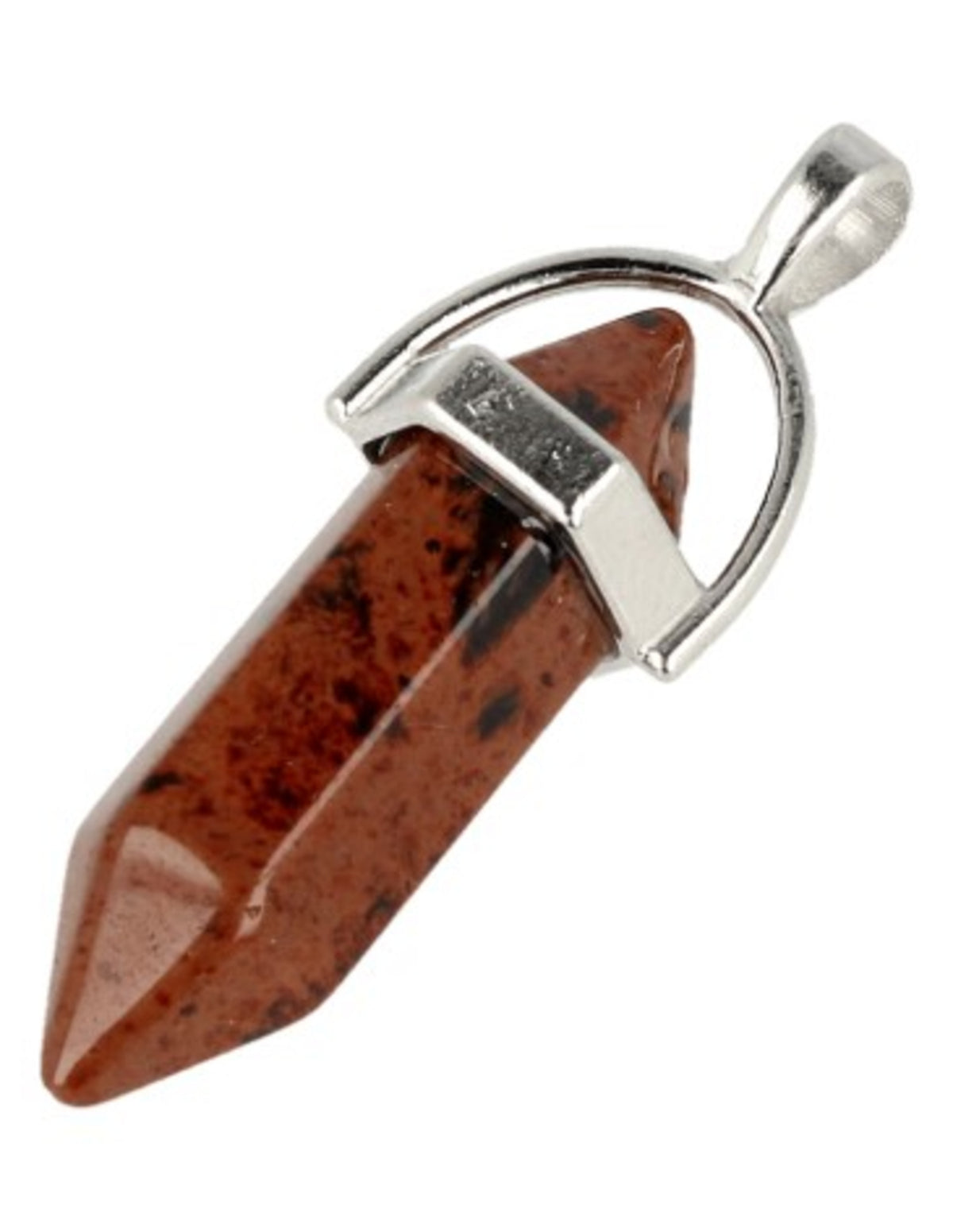 Obsidian hänge, mahogny, dubbelspetsigt, 43 mm