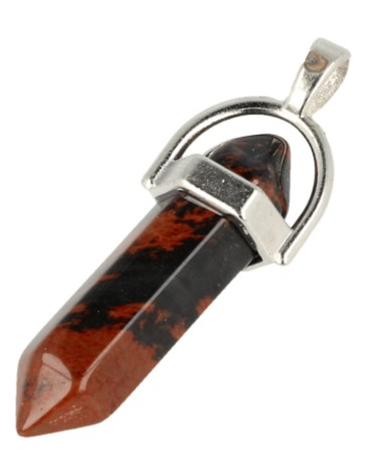 Obsidian hänge, mahogny, dubbelspetsigt, 43 mm