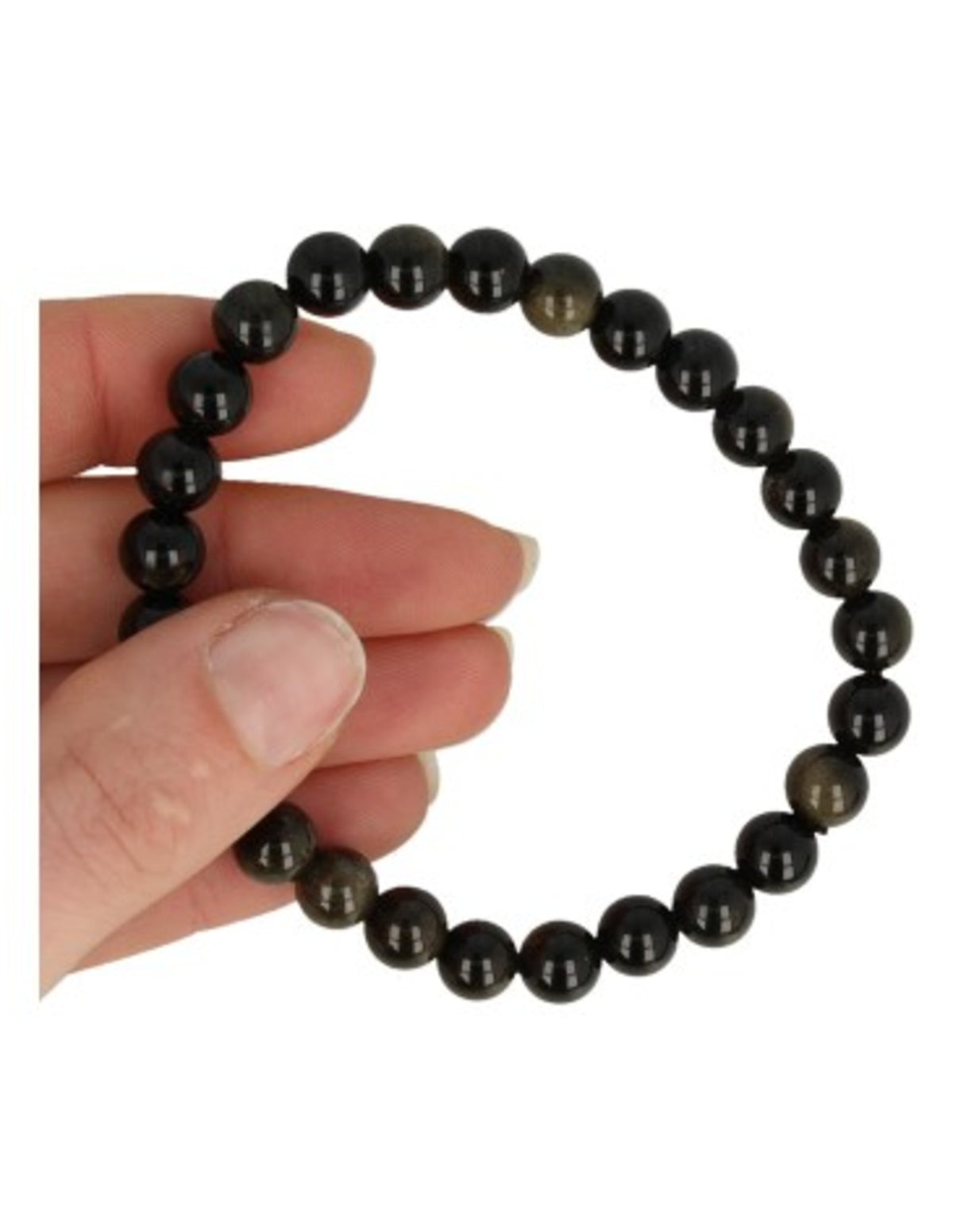 Guldobsidian armband med runda pärlor, herr, 18 cm