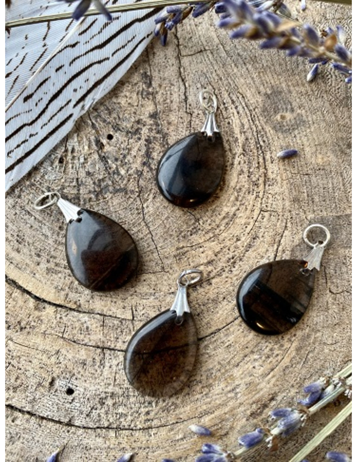 Obsidian hänge, svart, lamellsort, 2,5 cm