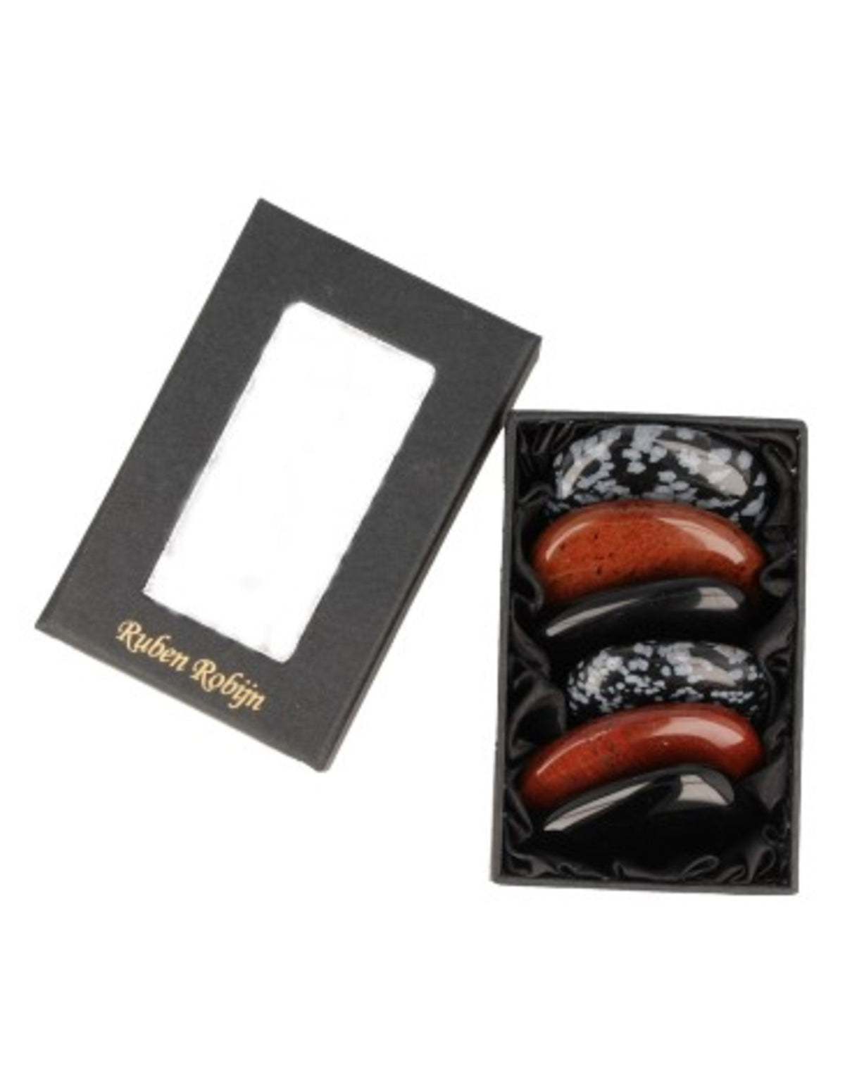Obsidian massagestenar i set, 6 stenar à ca 4 cm