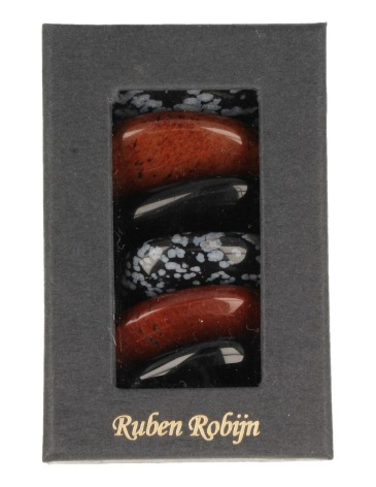 Obsidian massagestenar i set, 6 stenar à ca 4 cm