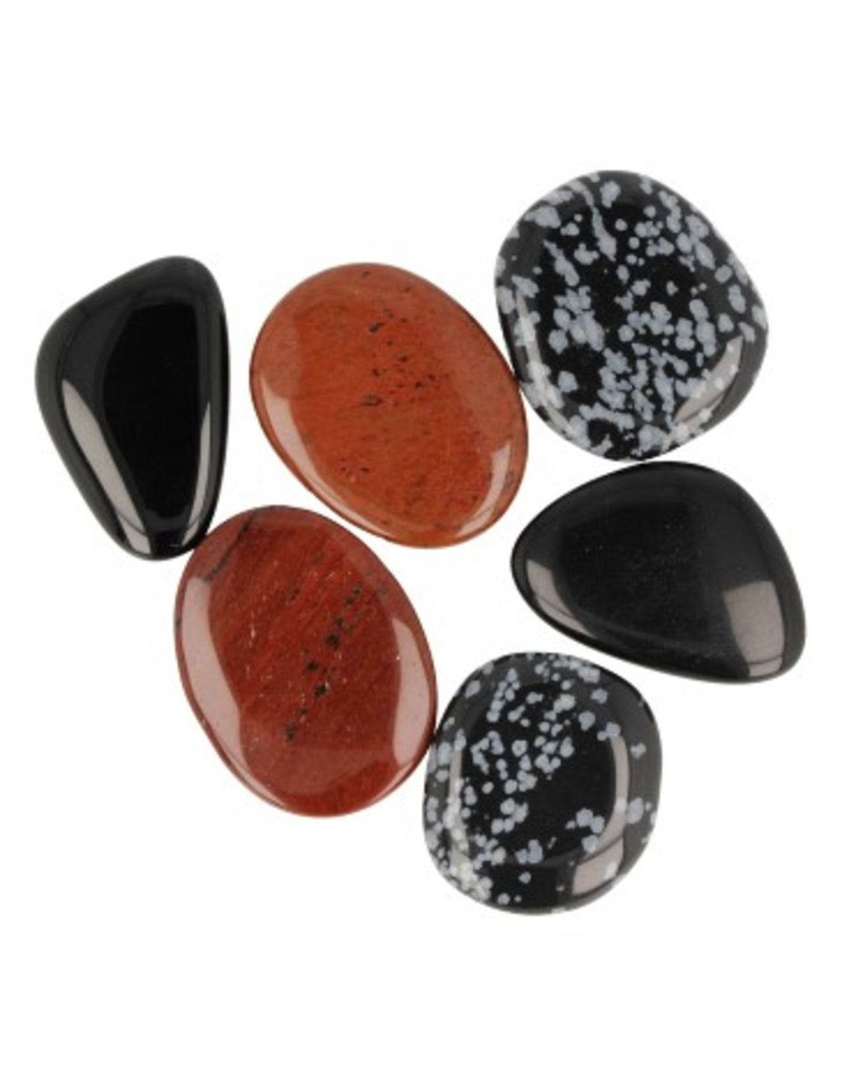 Obsidian massagestenar i set, 6 stenar à ca 4 cm