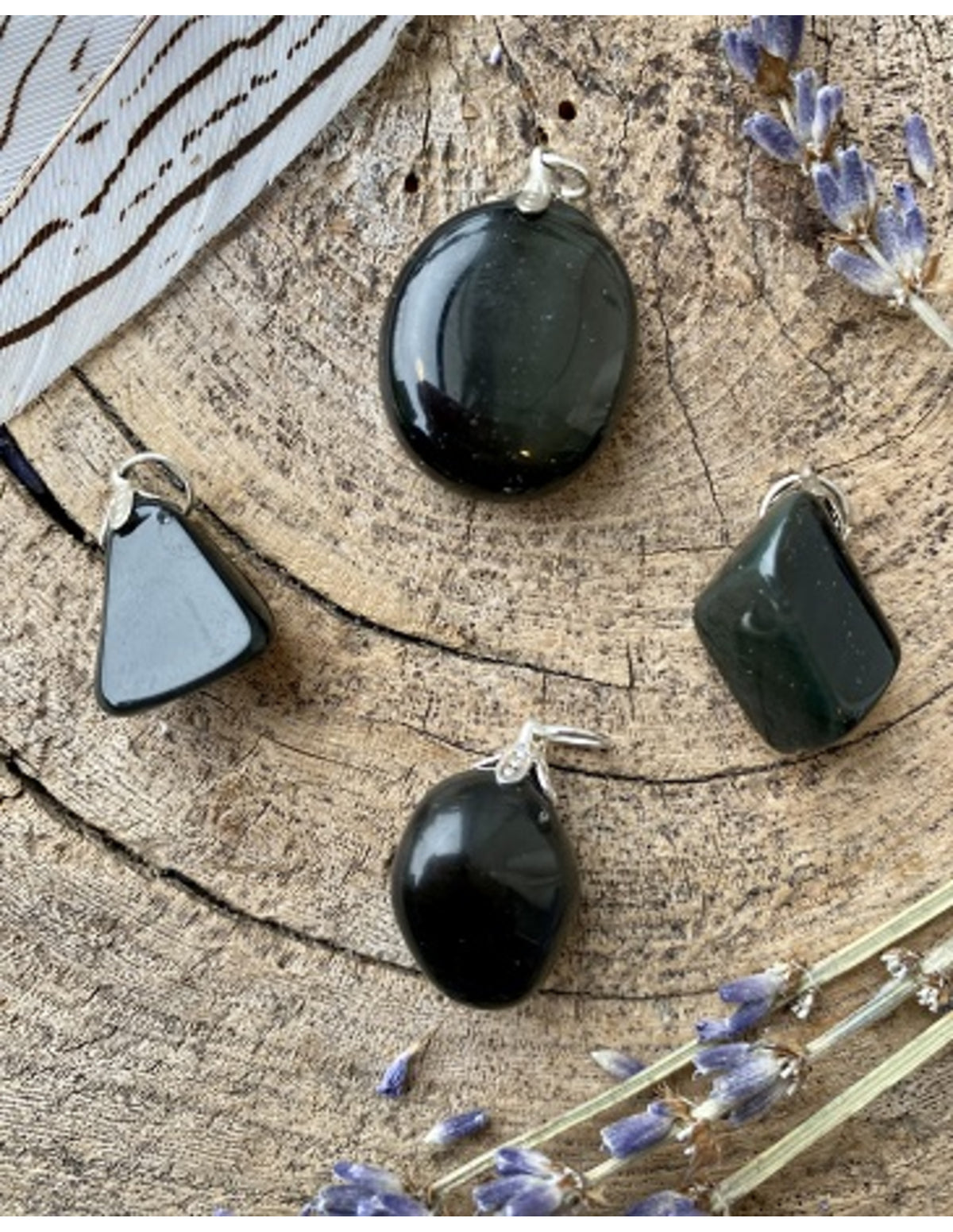 Obsidian hänge, regnbågsskimrande, 3 till 4 cm