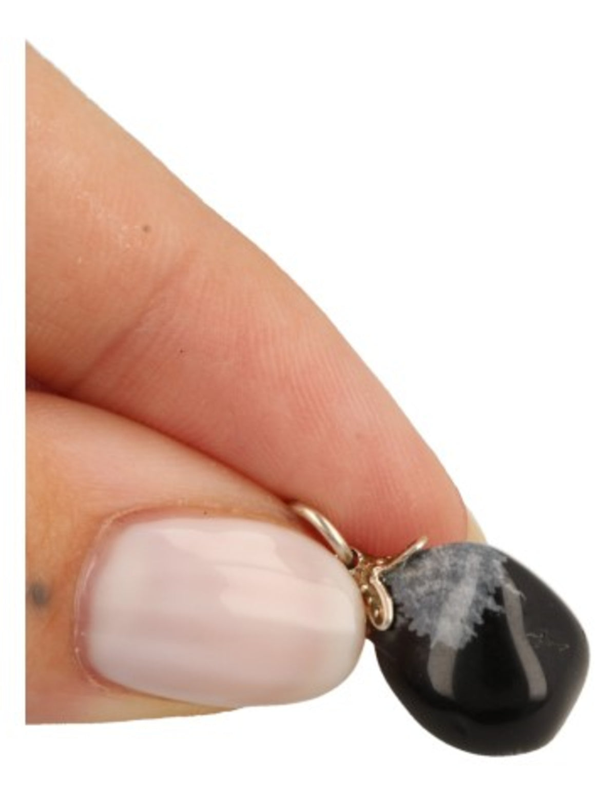 Obsidian hänge, snöflinga, svart med vita mönster