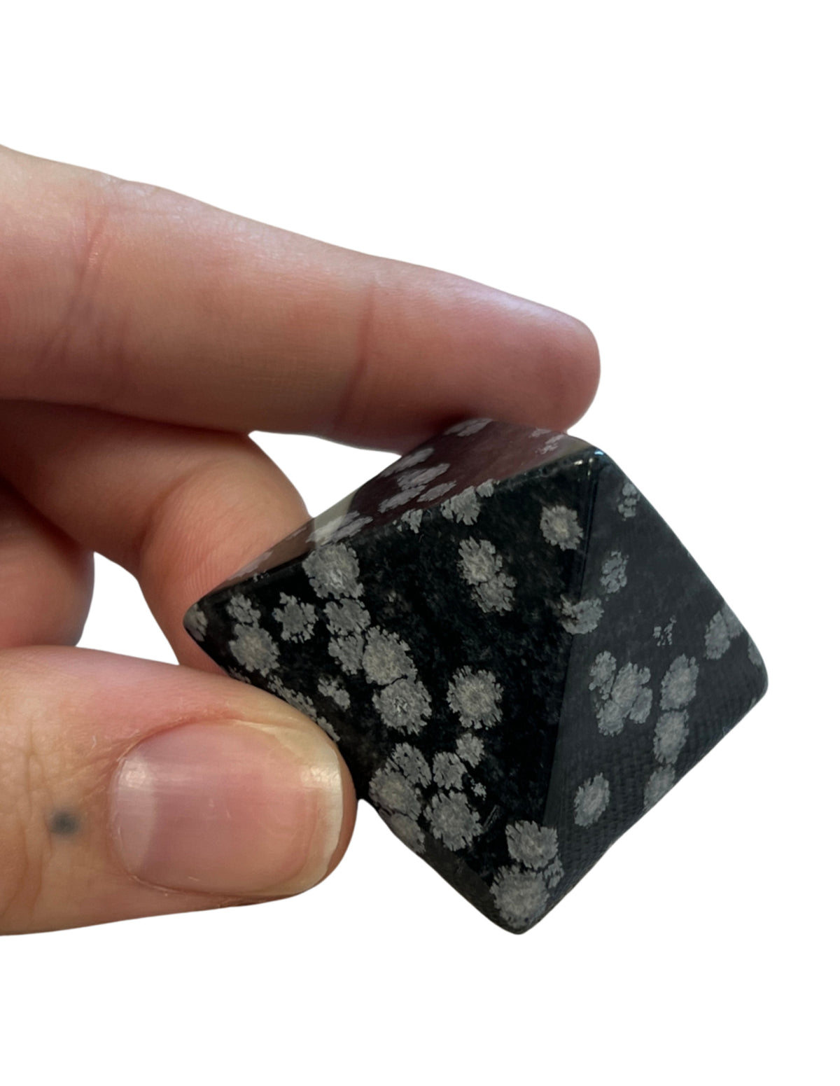 Snöflingsobsidian pyramid, 3,5 x 3,5 x 3 cm
