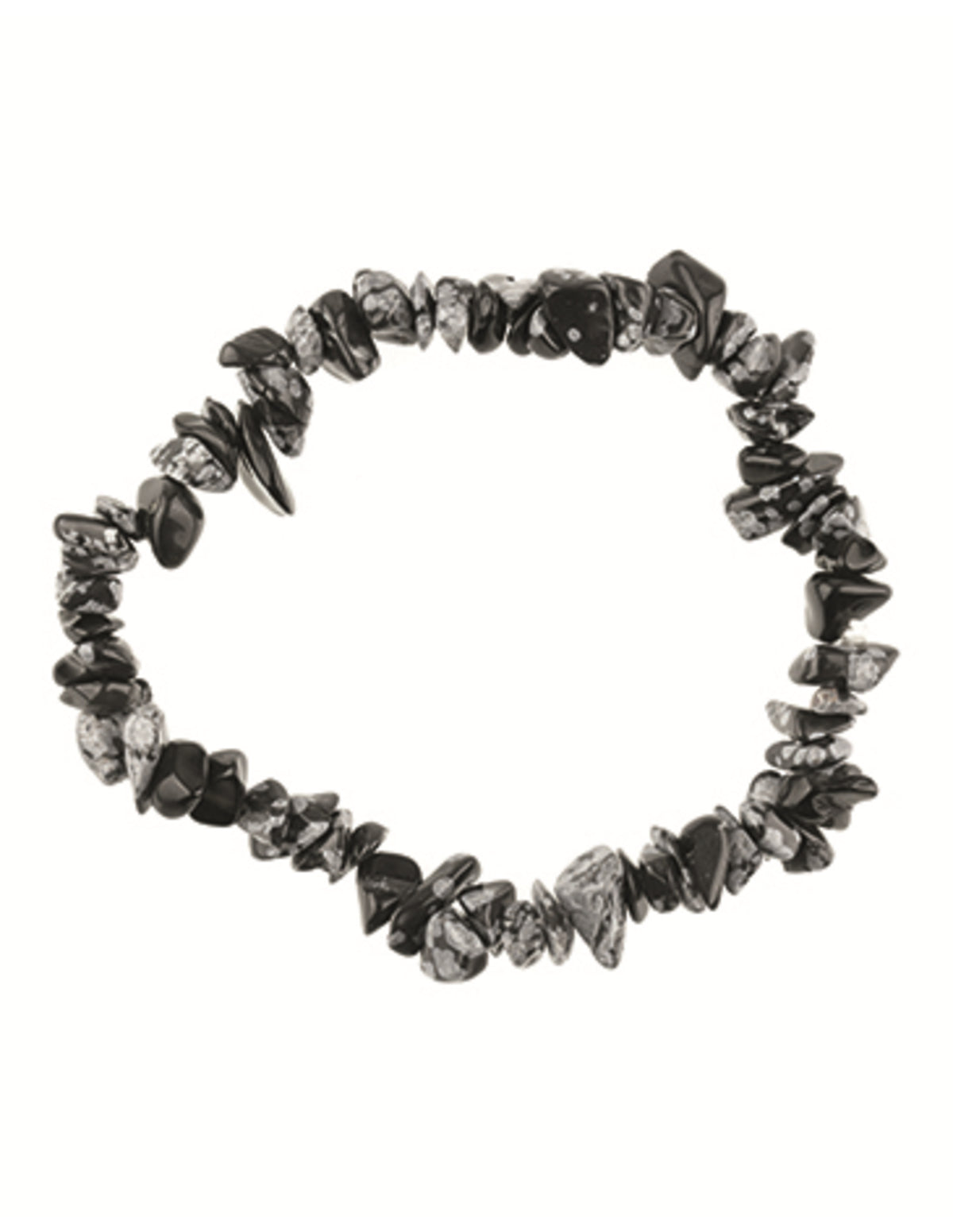 Obsidian armband med splitstenar, snöflinga