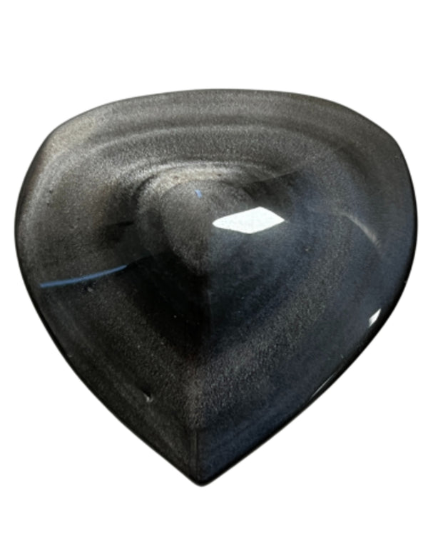 Silverobsidian hjärta, handslipat, 6 cm