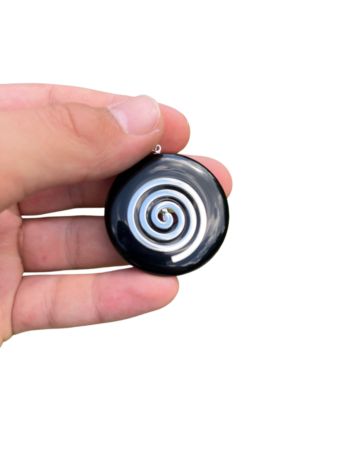 Obsidian donut med livsspiral, svart, 4 cm
