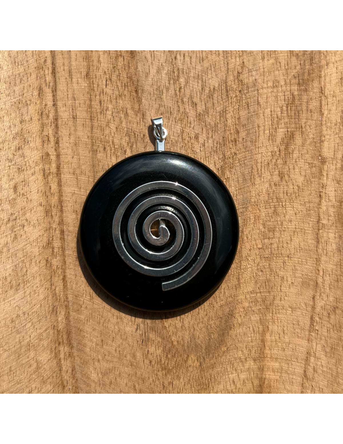Obsidian donut med livsspiral, svart, 4 cm