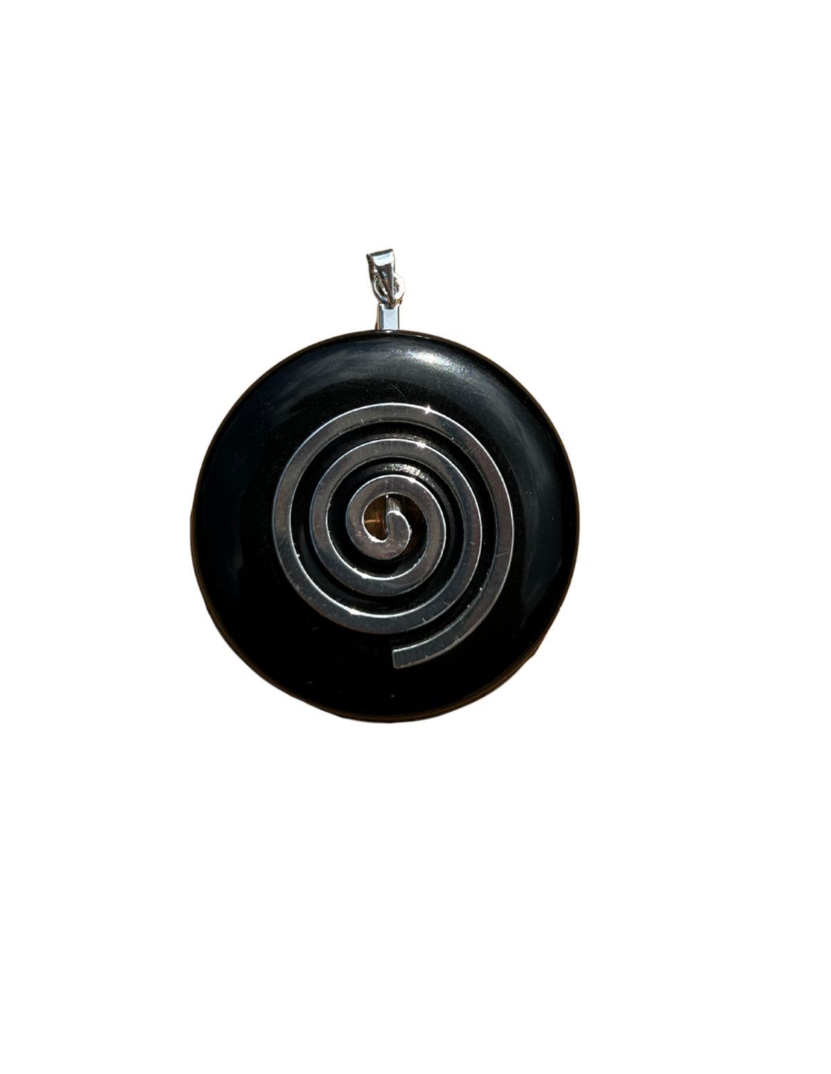 Obsidian donut med livsspiral, svart, 4 cm