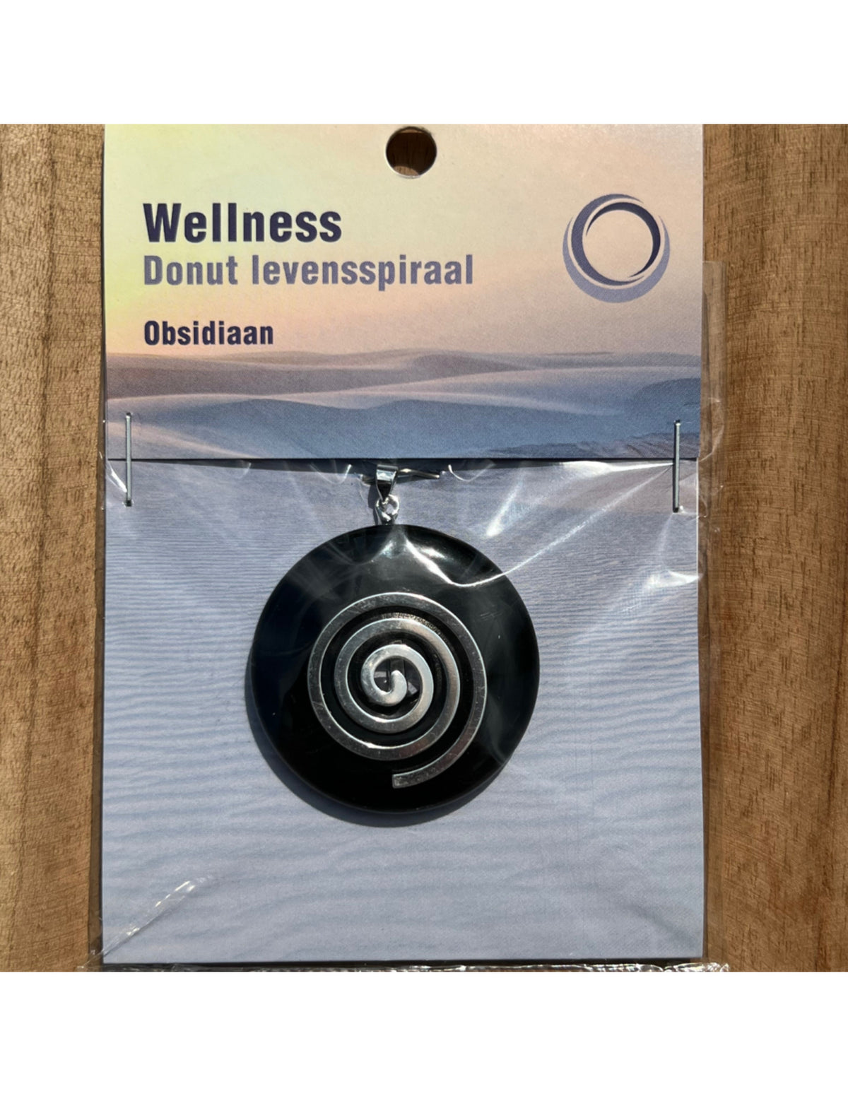 Obsidian donut med livsspiral, svart, 4 cm