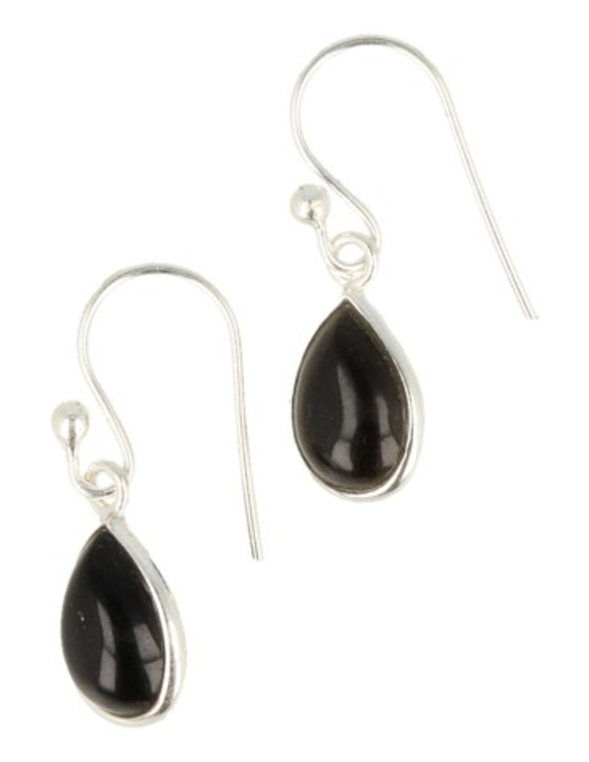 Obsidian smyckeset i silver, örhängen och hänge, droppformade
