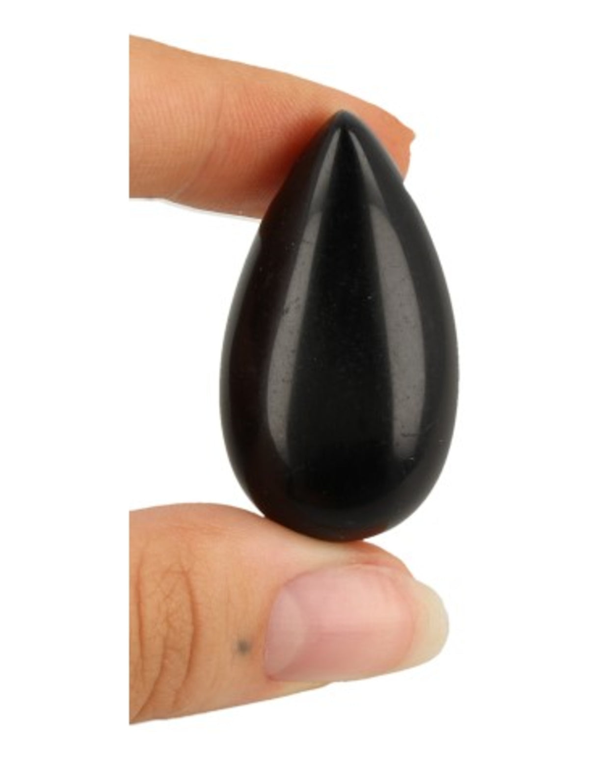 Obsidian hänge, droppe, svart, 4 cm