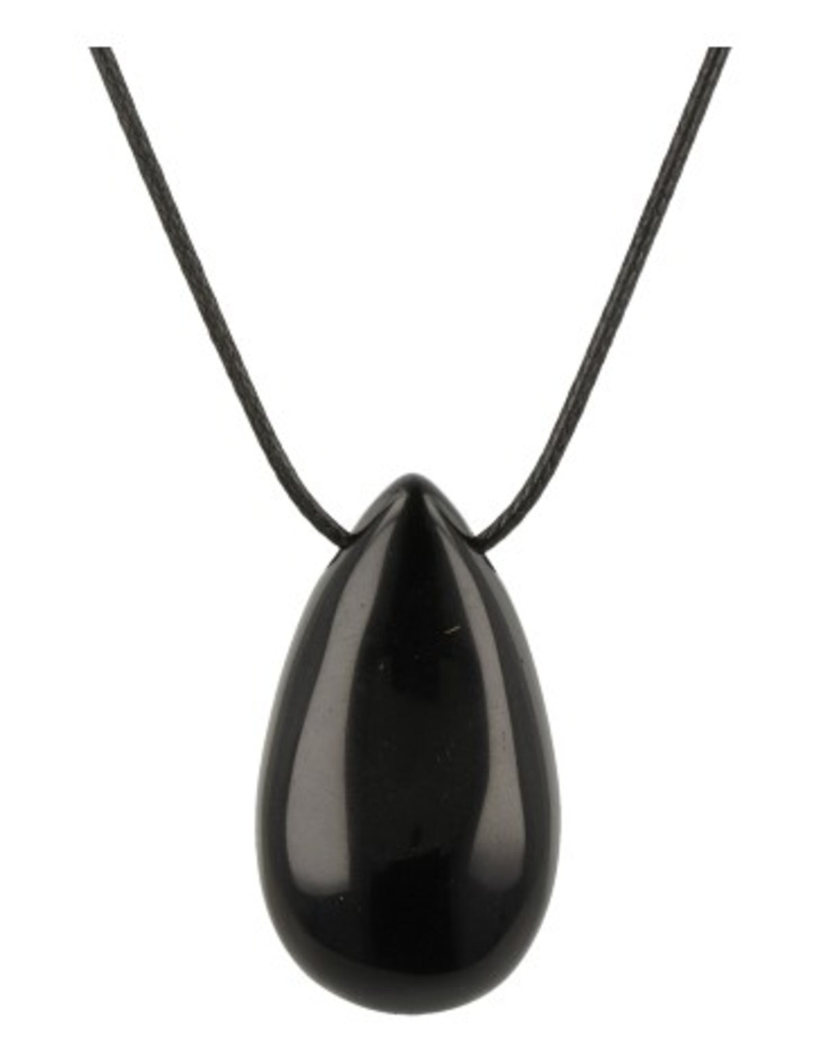 Obsidian hänge, droppe, svart, 4 cm