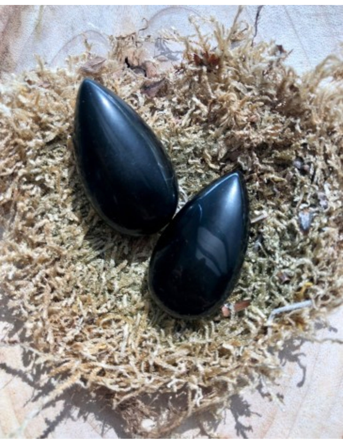 Obsidian hänge, droppe, svart, 4 cm