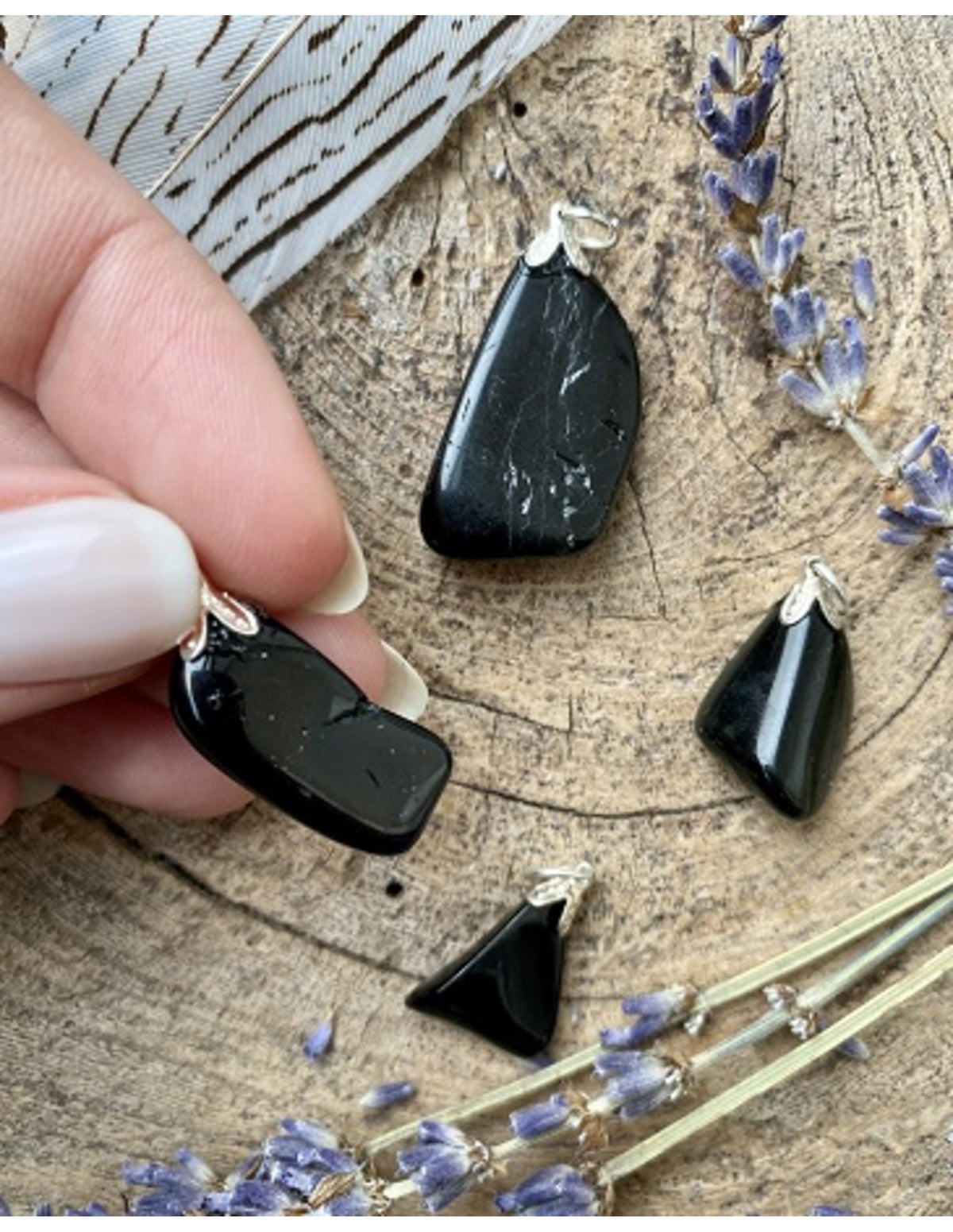 Obsidian hänge, svart