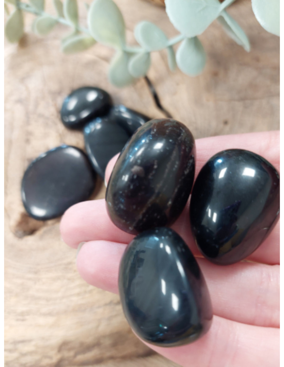 Obsidian trumlade stenar, svart, 100 g