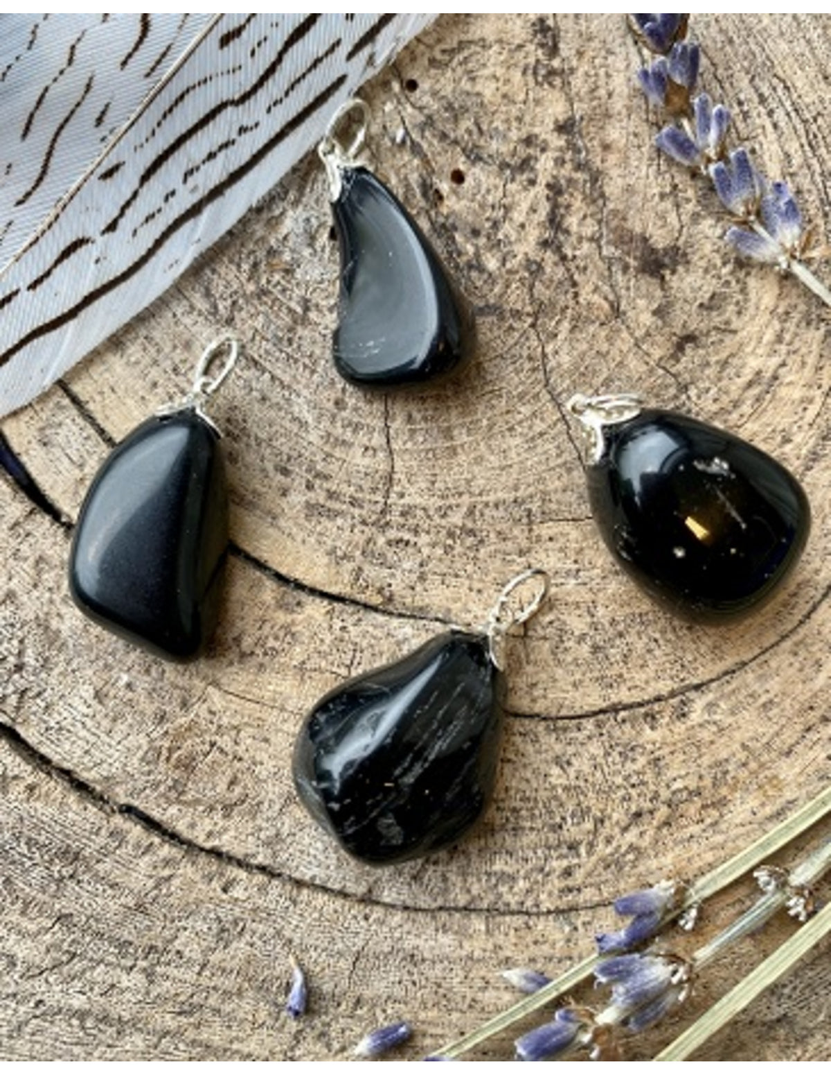 Onyx hänge, svart, 3 till 4 cm