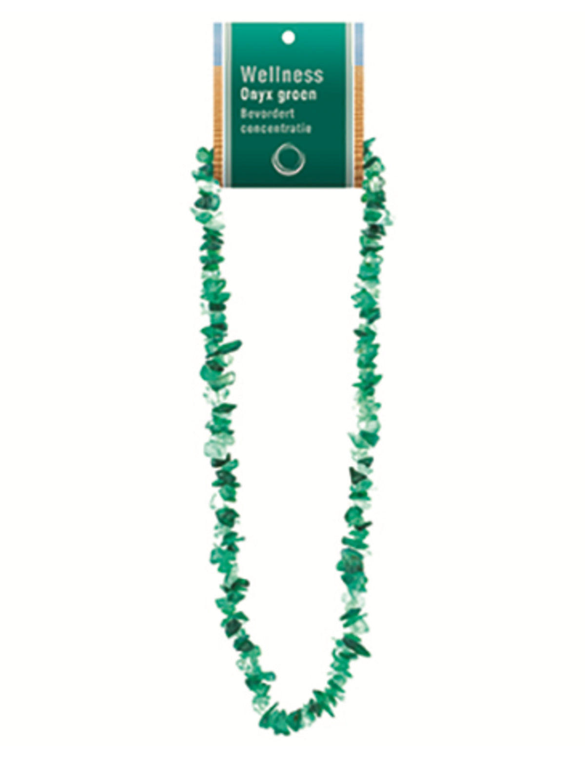 Grön onyx halsband med splitstenar, färgad, På kort