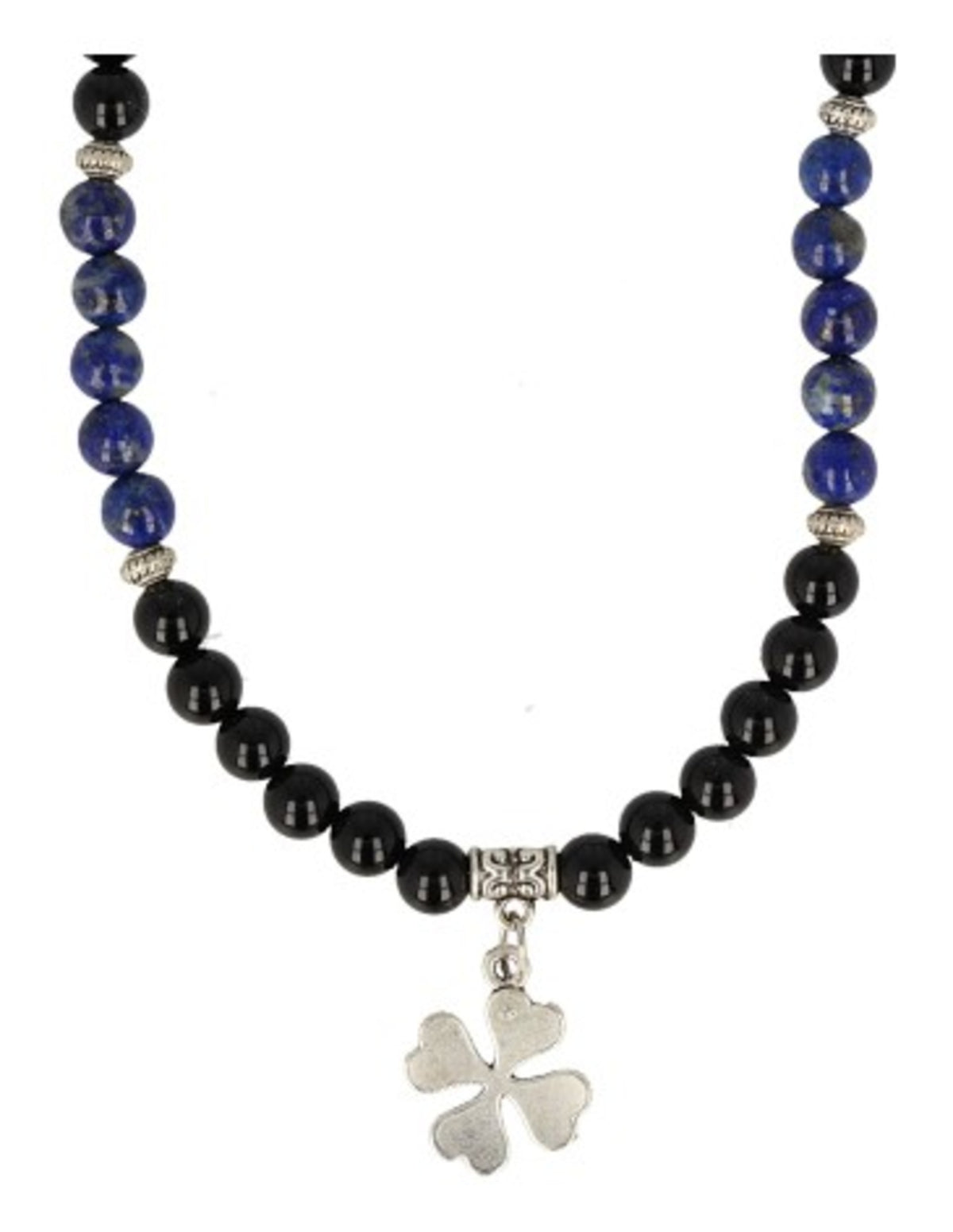 Lapis lazuli halsband med onyx för män, 46 cm