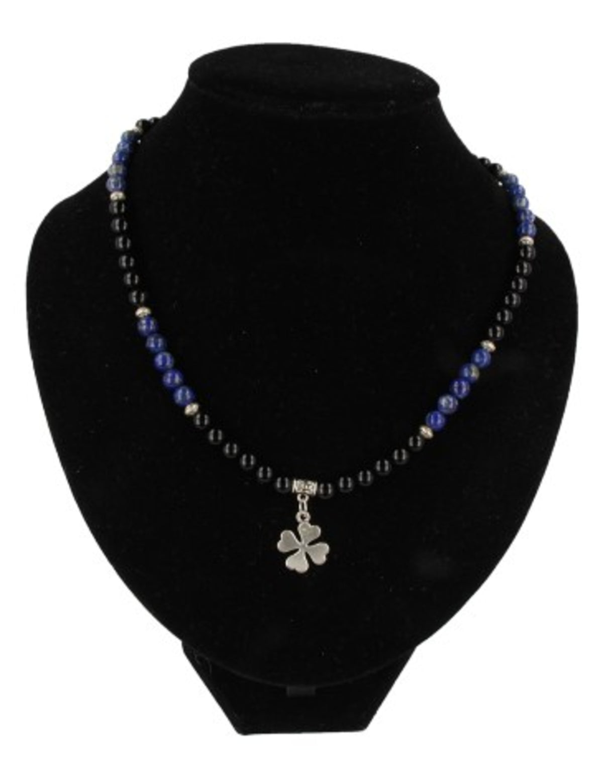 Lapis lazuli halsband med onyx för män, 46 cm