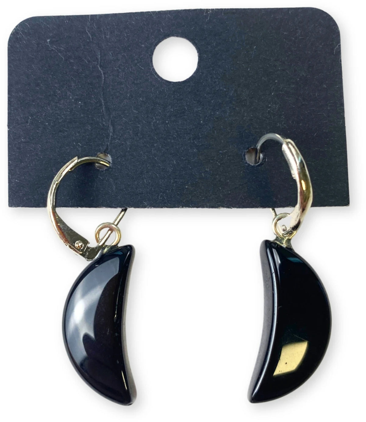 Onyx örhängen, halvmåne, 3,6 cm