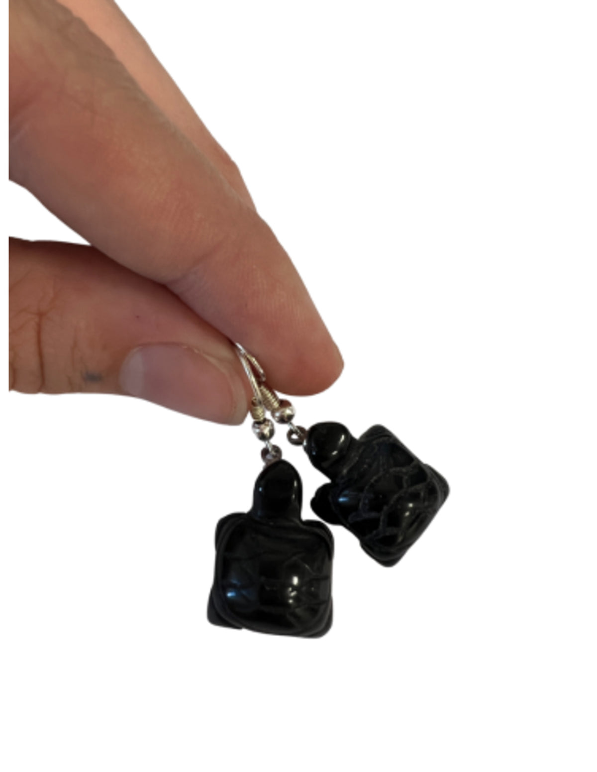 Onyx örhängen, sköldpadda, silverfärgade, 1,5 cm