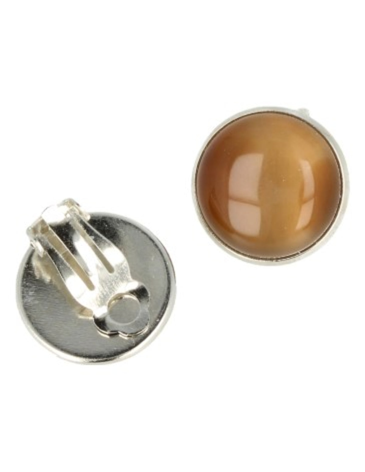 Onyx clipsörhängen, silverfärgade, 18 mm