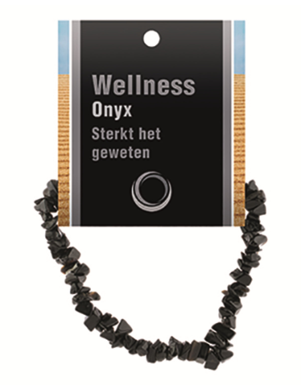 Onyx armband med splitstenar, svart, På kort