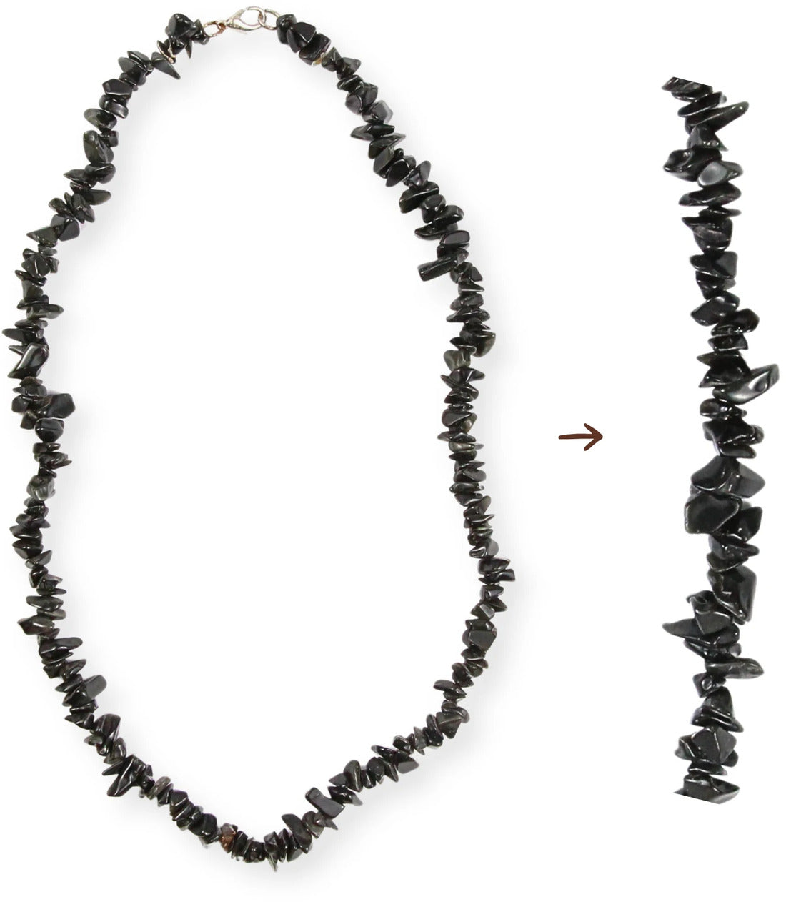 Onyx halsband med splitstenar, svart