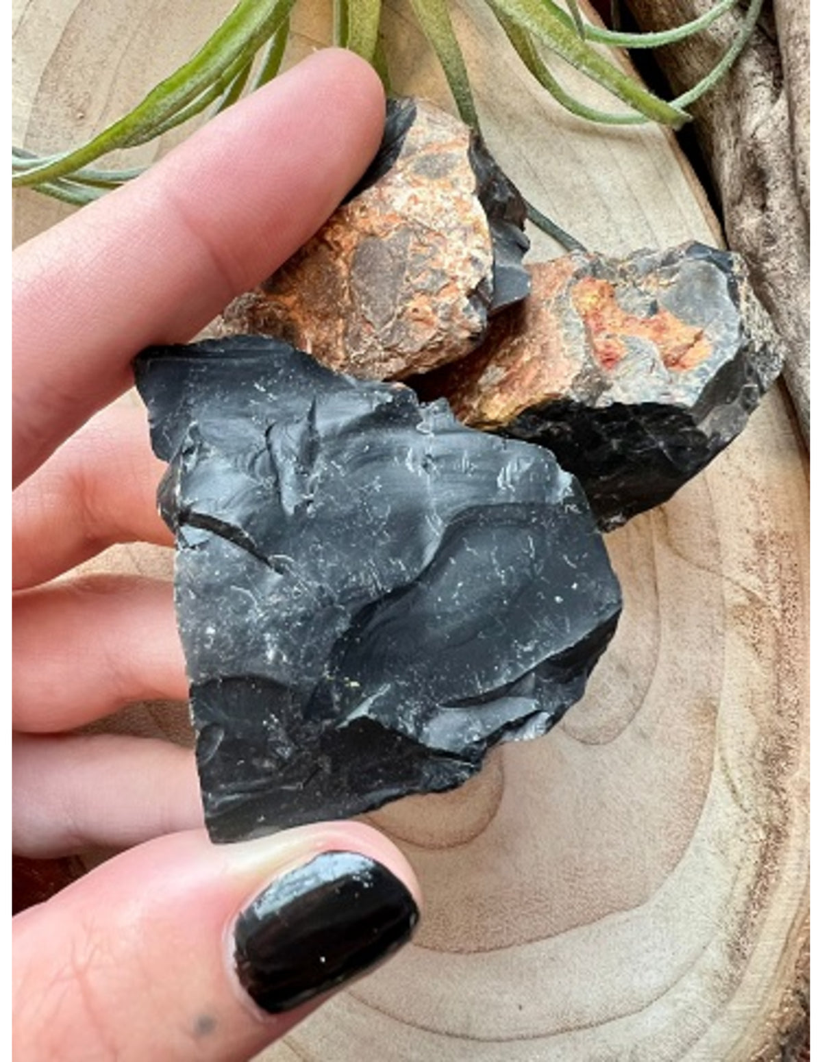 Svart onyx råa stenar från Indien, 250 g