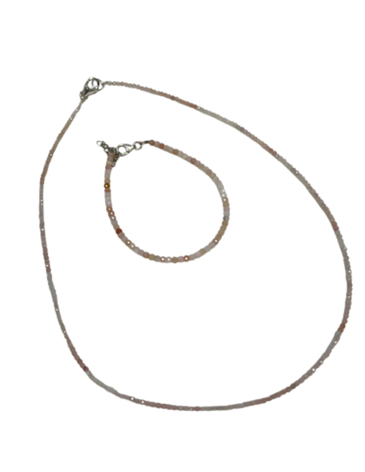 Opal smyckesset med halsband och armband, 925 silver