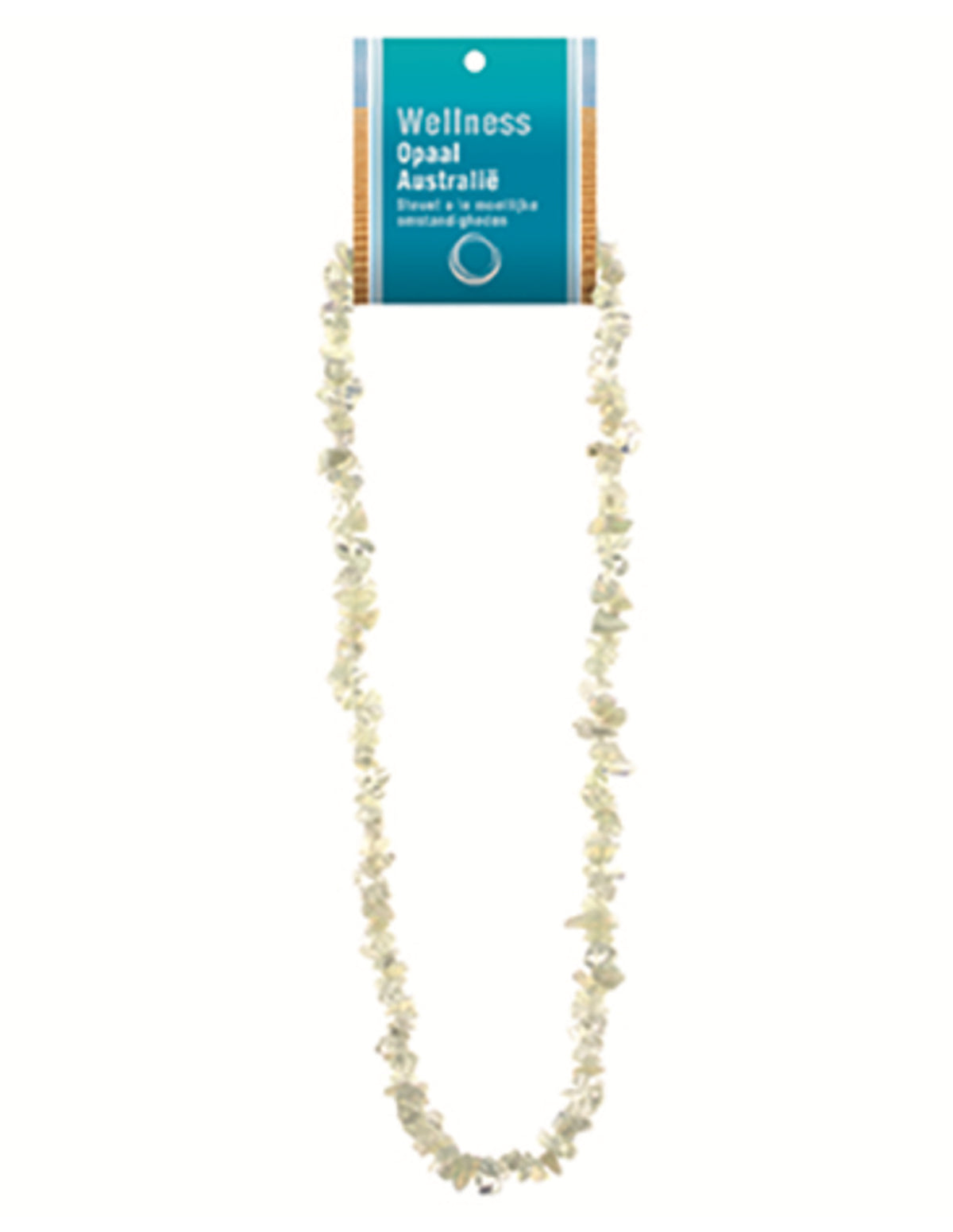 Opal halsband med splitstenar och displaykort, australisk, vitt