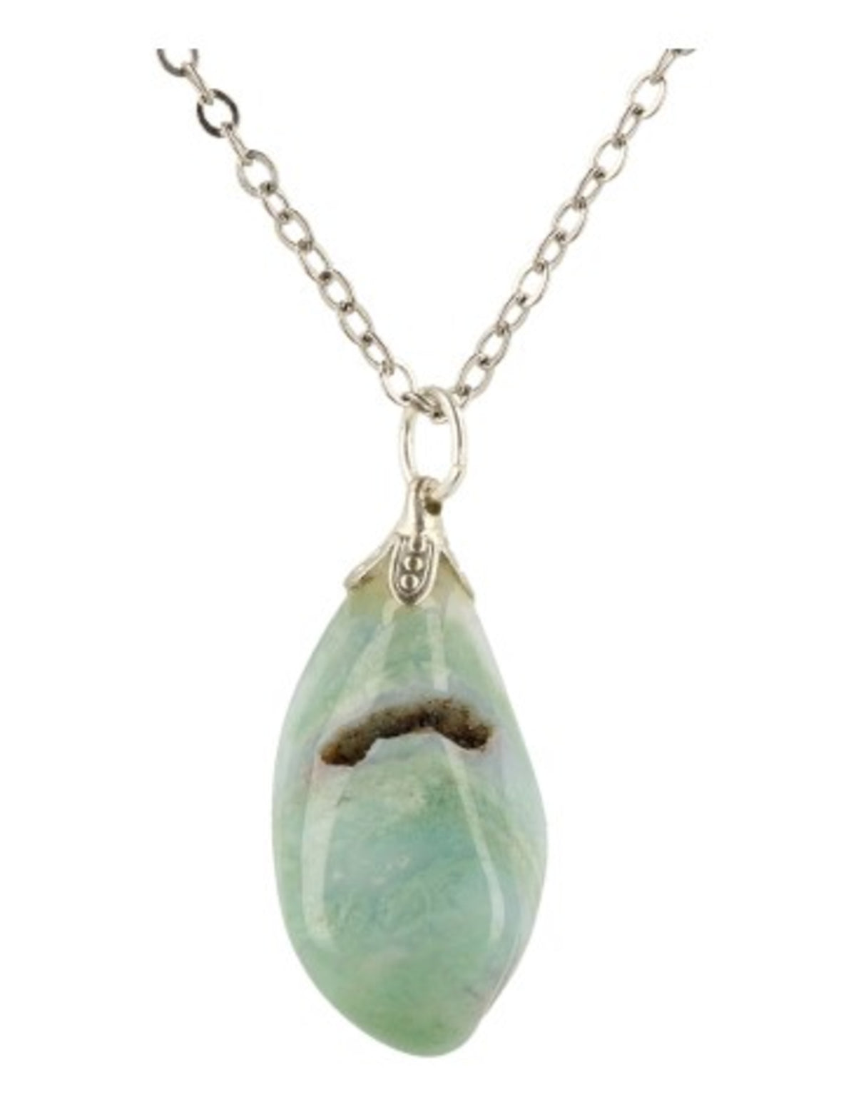 Opal hänge, mosopal, grön med dendriter, 3 till 4 cm