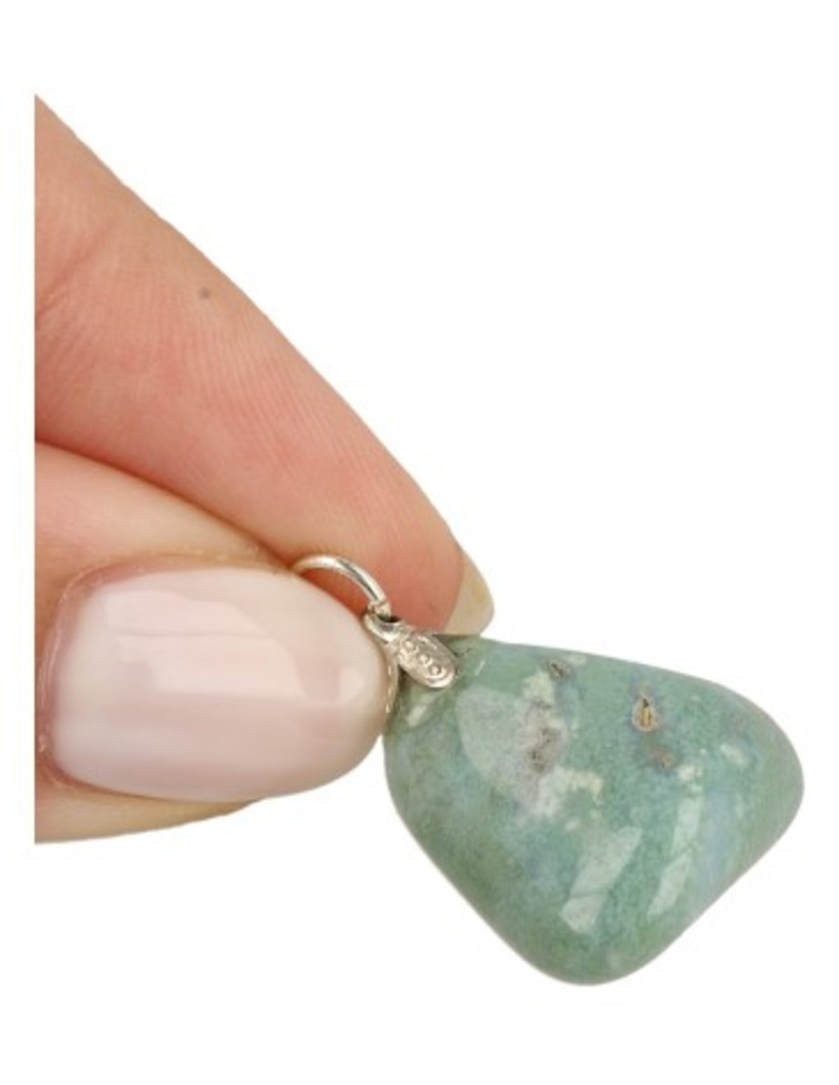 Opal hänge, mosopal, grön med dendriter, 3 till 4 cm