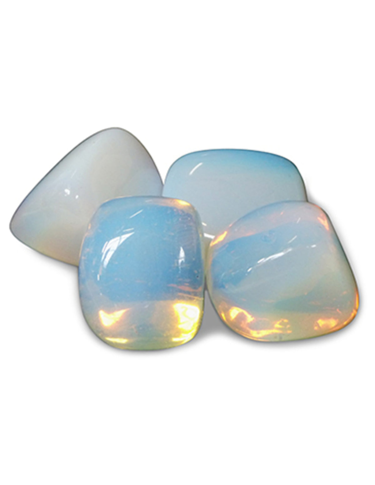 Opalit trumlade stenar (glas), blåvit, 2 till 4 cm, 250 g