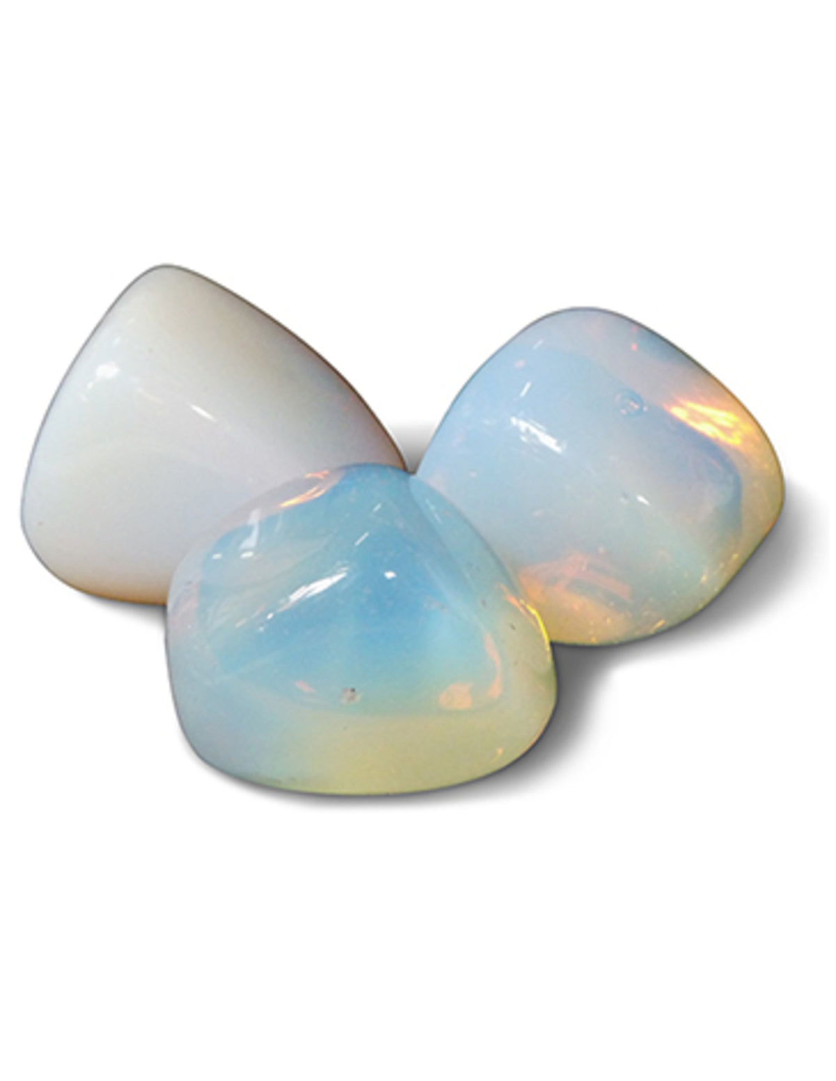 Opalit trumlade stenar (glas), 3 stycken, 25 till 35 mm