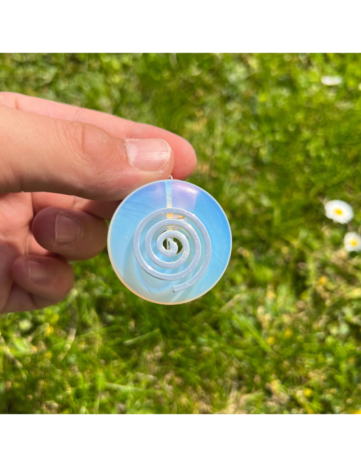 Opalit donut (glas) med livsspiral, 4 cm